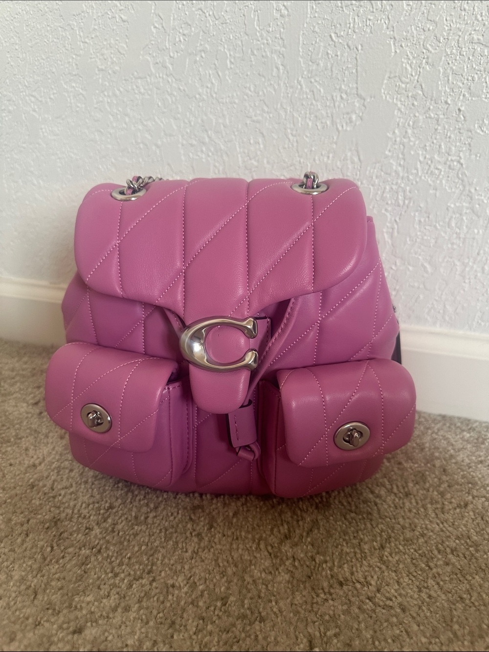 Coach Tabby Backpack in Pink and Silver Hardware